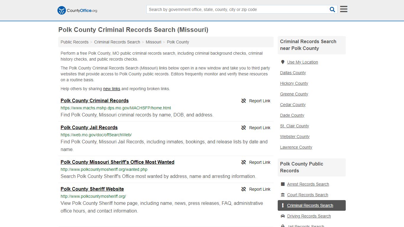 Polk County Criminal Records Search (Missouri) - County Office